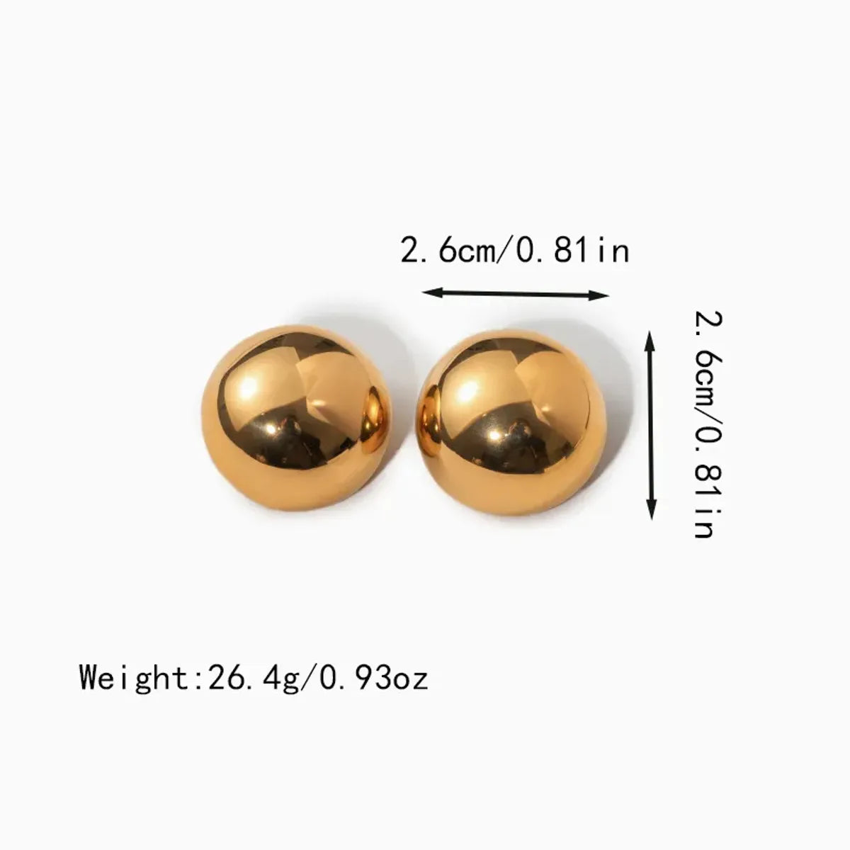 1 Pair Simple Style Round Polishing Plating Stainless Steel Ear Studs