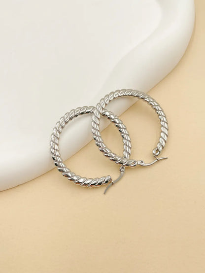 1 Pair Simple Style Round Polishing Plating Stainless Steel Gold Plated Hoop Earrings