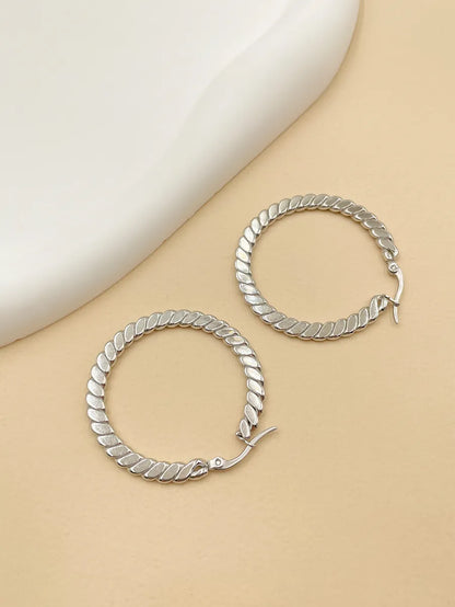 1 Pair Simple Style Round Polishing Plating Stainless Steel Gold Plated Hoop Earrings