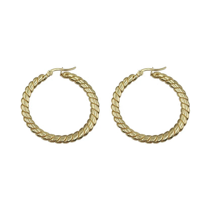 1 Pair Simple Style Round Polishing Plating Stainless Steel Gold Plated Hoop Earrings