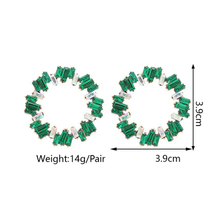 1 Pair Simple Style Round Rhinestone Diamond Zircon Women'S Earrings