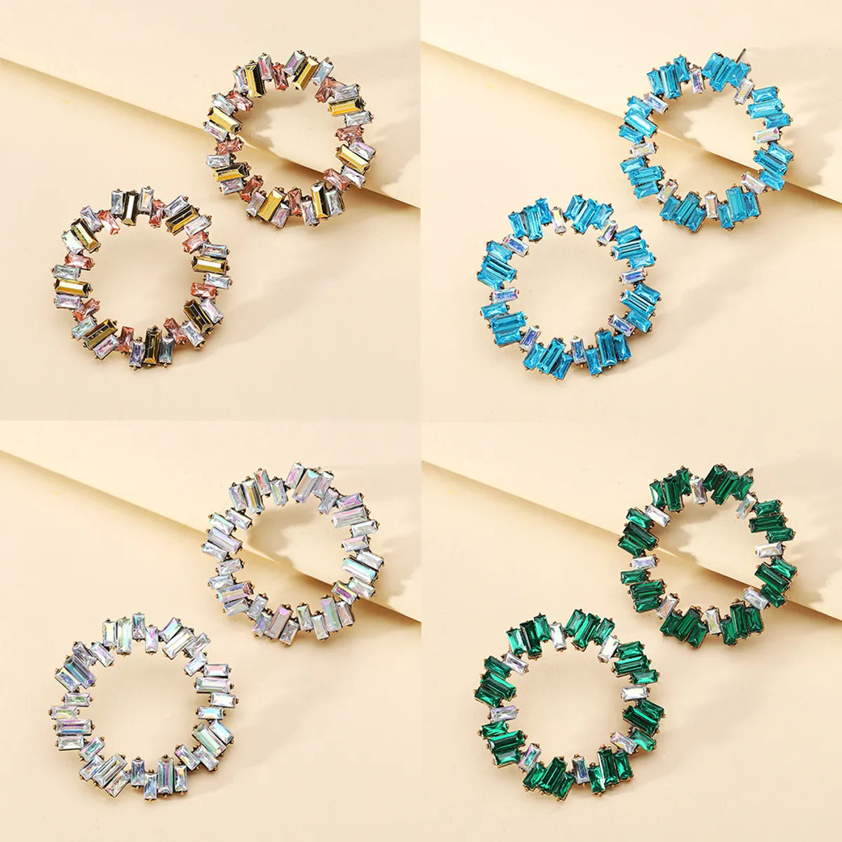 1 Pair Simple Style Round Rhinestone Diamond Zircon Women'S Earrings