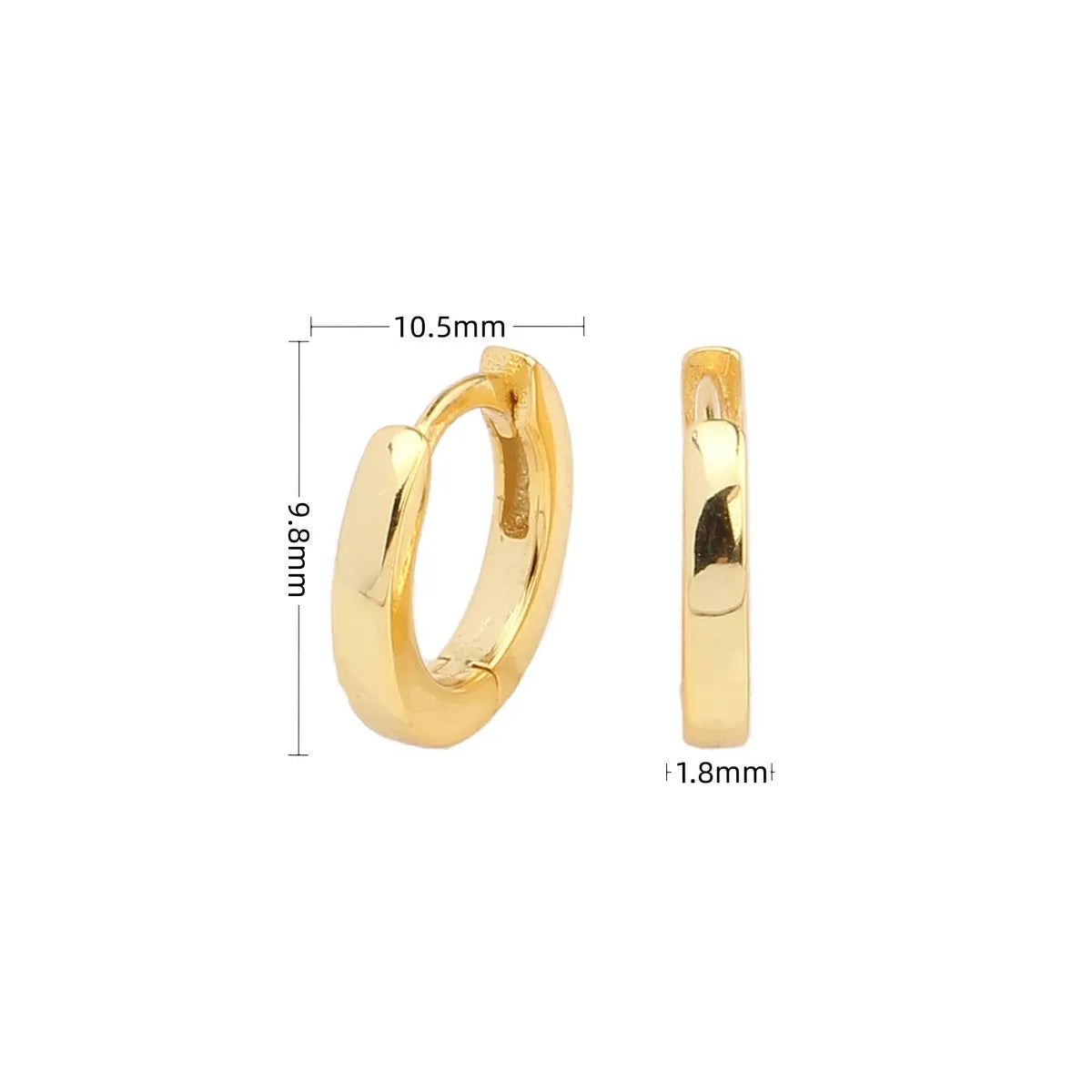 1 Pair Simple Style Round Solid Color Plating Sterling Silver White Gold Plated Gold Plated Earrings