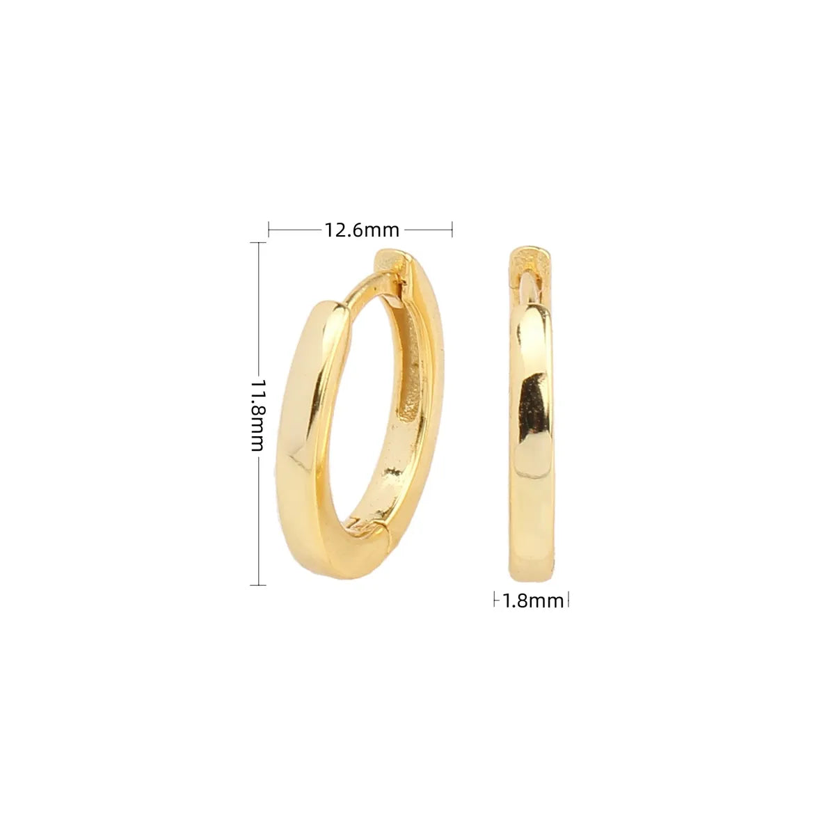 1 Pair Simple Style Round Solid Color Plating Sterling Silver White Gold Plated Gold Plated Earrings