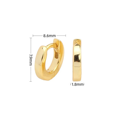 1 Pair Simple Style Round Solid Color Plating Sterling Silver White Gold Plated Gold Plated Earrings