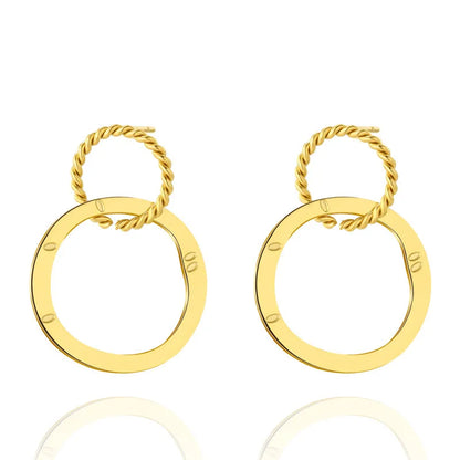 1 Pair Simple Style Round Solid Color Plating 304 Stainless Steel Earrings