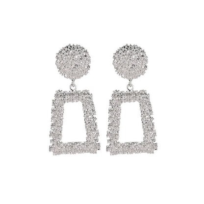 1 Pair Simple Style Round Square Patchwork Alloy Chandelier Earrings