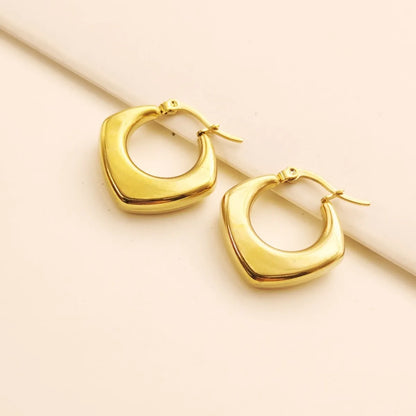 1 Pair Simple Style Round Square Titanium Steel 18K Gold Plated Earrings