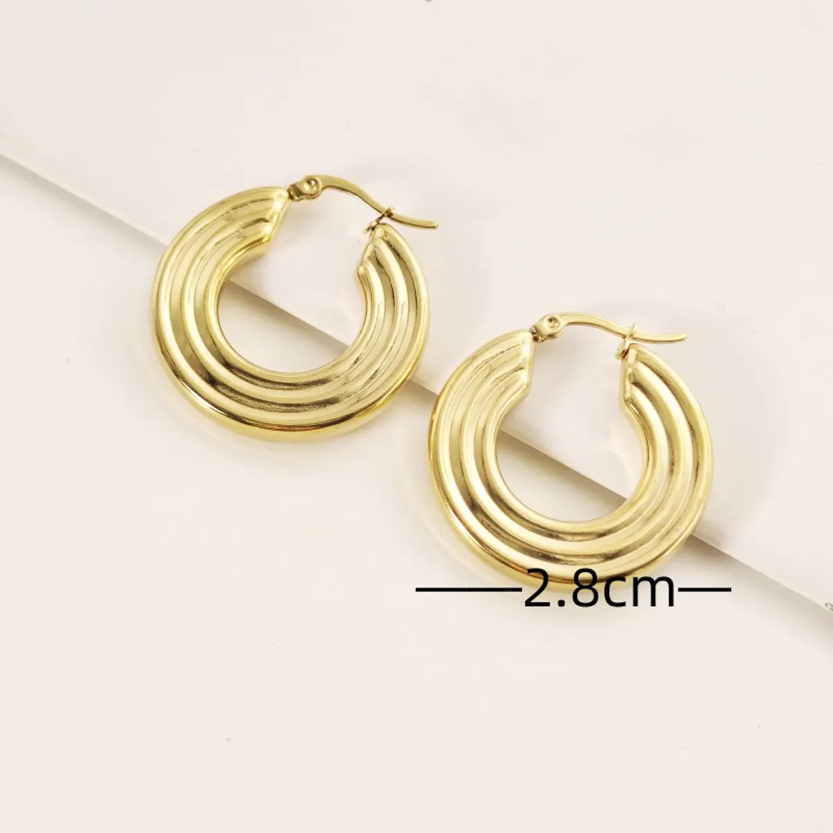 1 Pair Simple Style Round Square Titanium Steel 18K Gold Plated Earrings