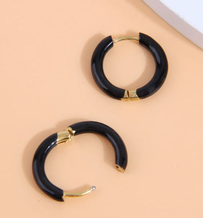 1 Pair Simple Style Round Stainless Steel Hoop Earrings