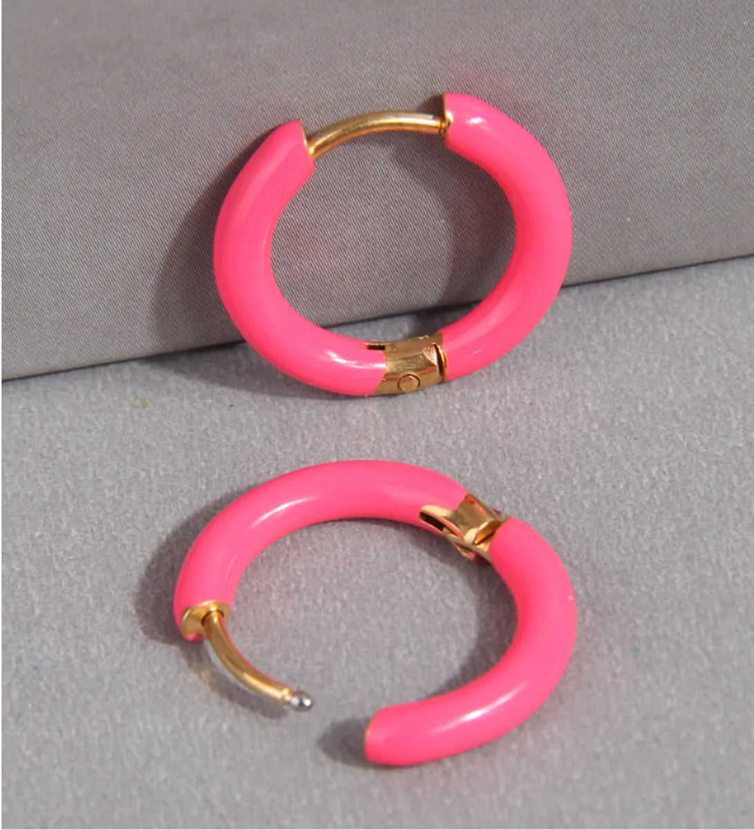 1 Pair Simple Style Round Stainless Steel Hoop Earrings