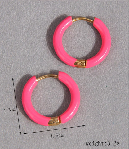 1 Pair Simple Style Round Stainless Steel Hoop Earrings