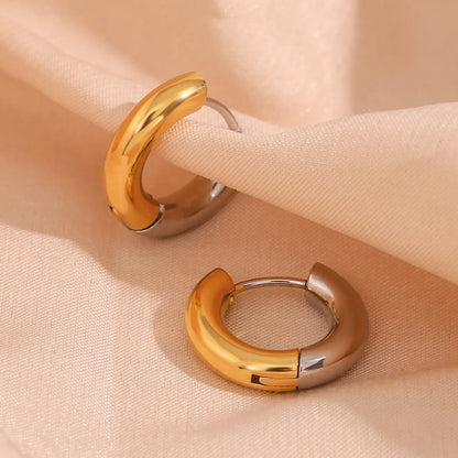 1 Pair Simple Style Round Stainless Steel Plating Hoop Earrings