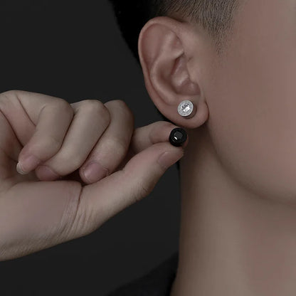 1 Pair Simple Style Round Star Inlay Titanium Steel Zircon Ear Studs