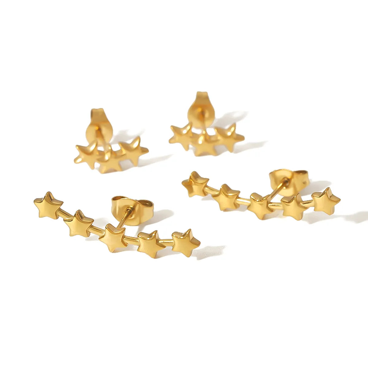 1 Pair Simple Style Round Star Polishing Plating Stainless Steel 18k Gold Plated Ear Studs