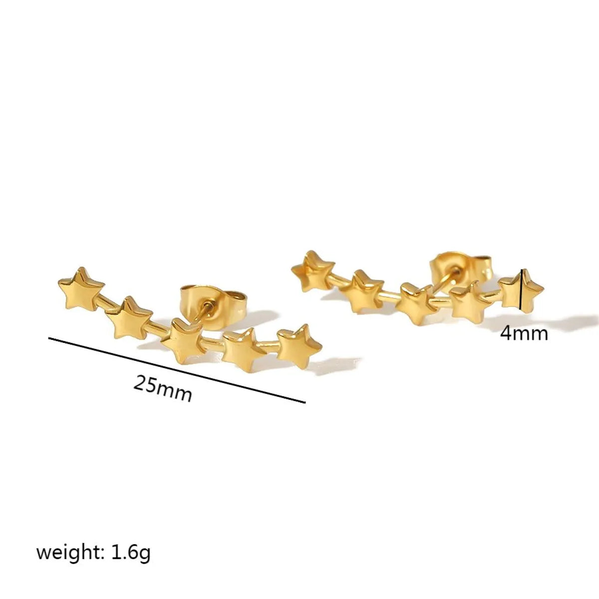 1 Pair Simple Style Round Star Polishing Plating Stainless Steel 18k Gold Plated Ear Studs