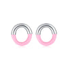 1 Pair Simple Style Round Sterling Silver Handmade Epoxy Plating Rhodium Plated Ear Studs