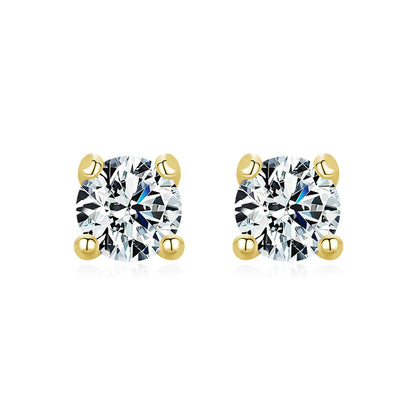 1 Pair Simple Style Round Sterling Silver Plating Inlay Moissanite 14k Gold Plated Rhodium Plated Ear Studs