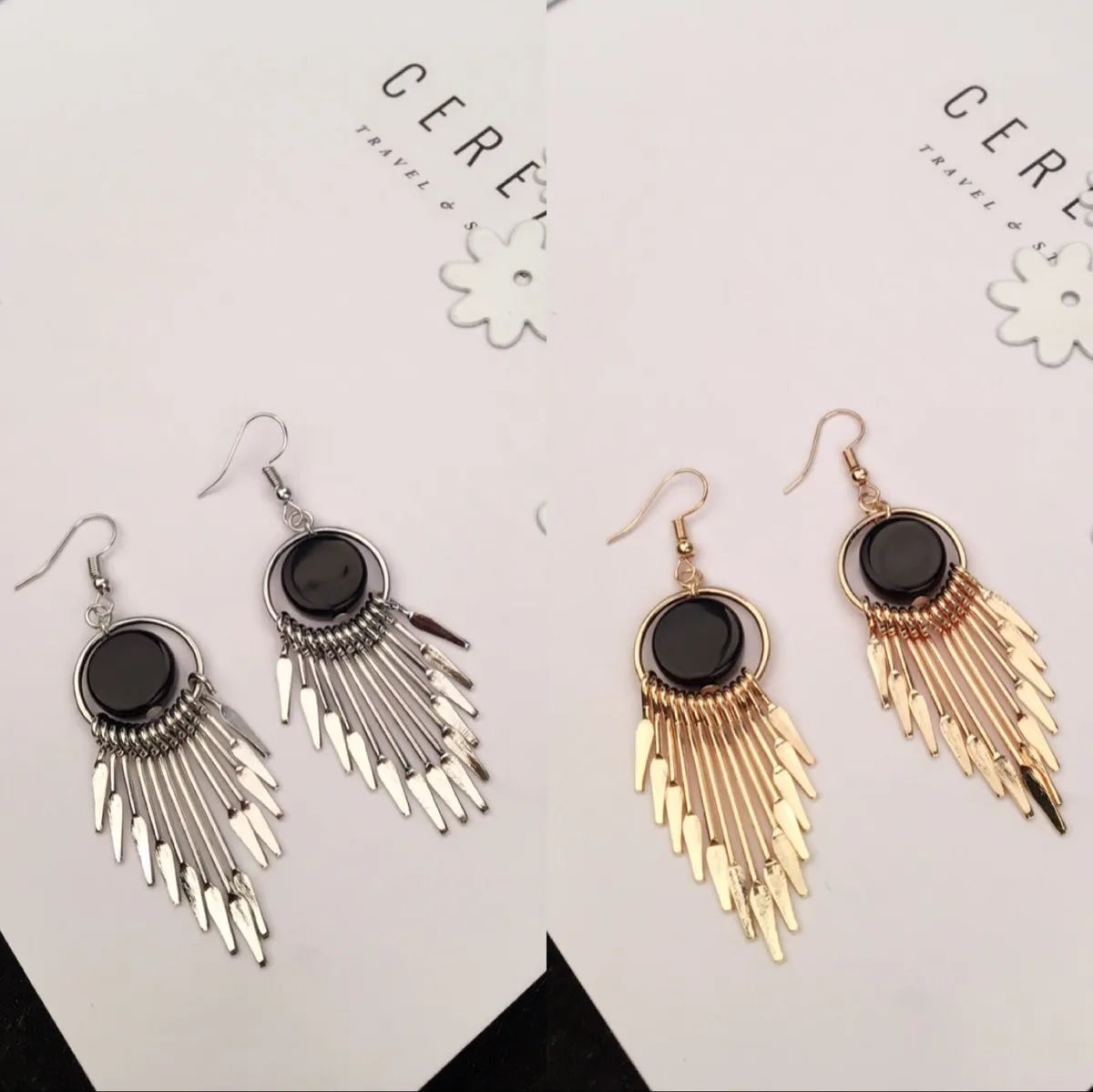 1 Pair Simple Style Round Tassel Alloy Plating Women's Chandelier Earrings