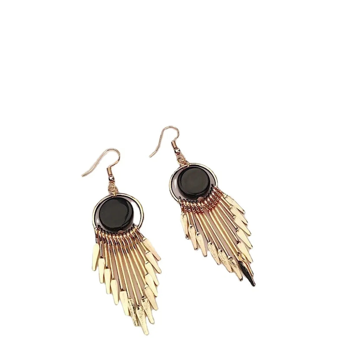 1 Pair Simple Style Round Tassel Alloy Plating Women's Chandelier Earrings