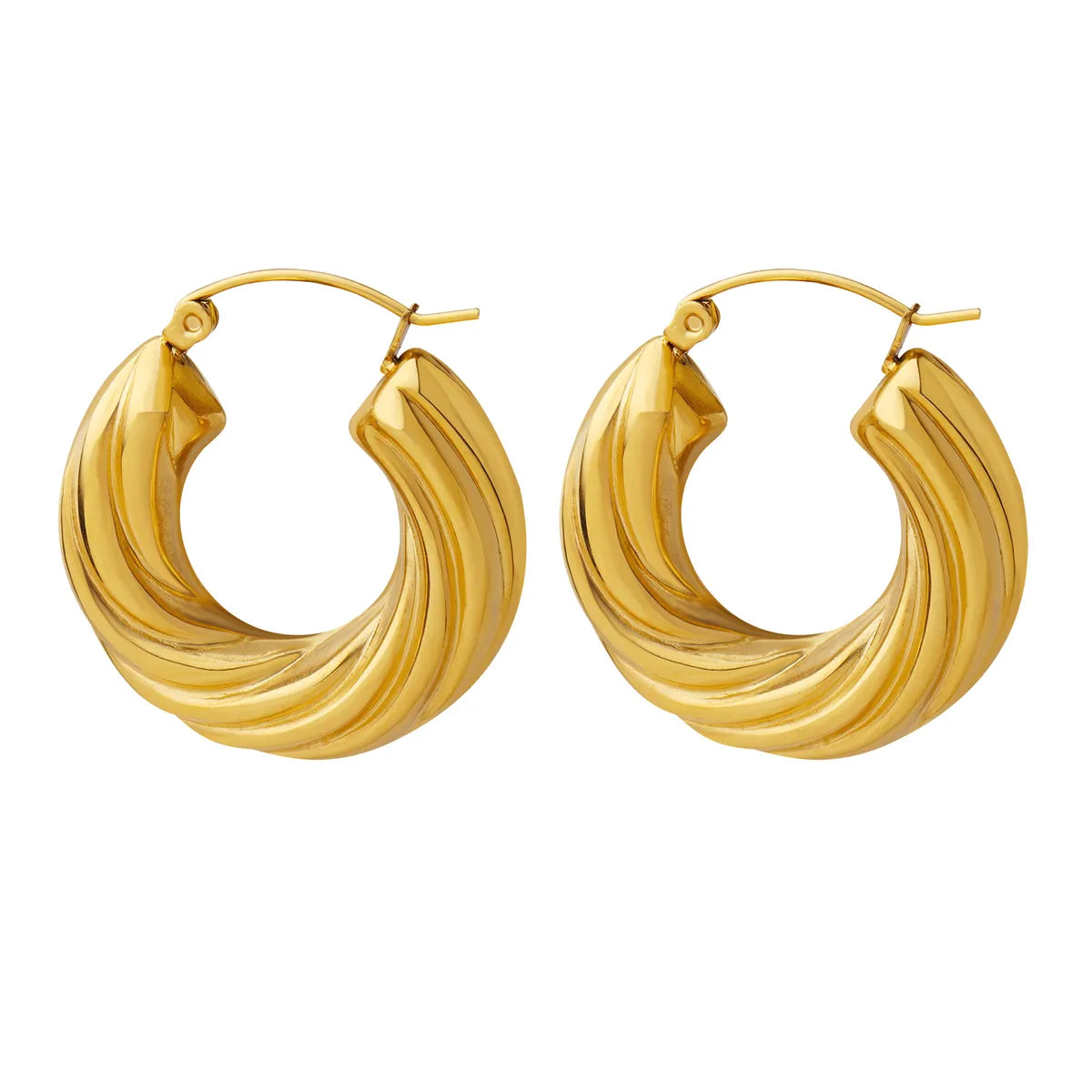 1 Pair Simple Style Round Titanium Steel Plating 18k Gold Plated Hoop Earrings