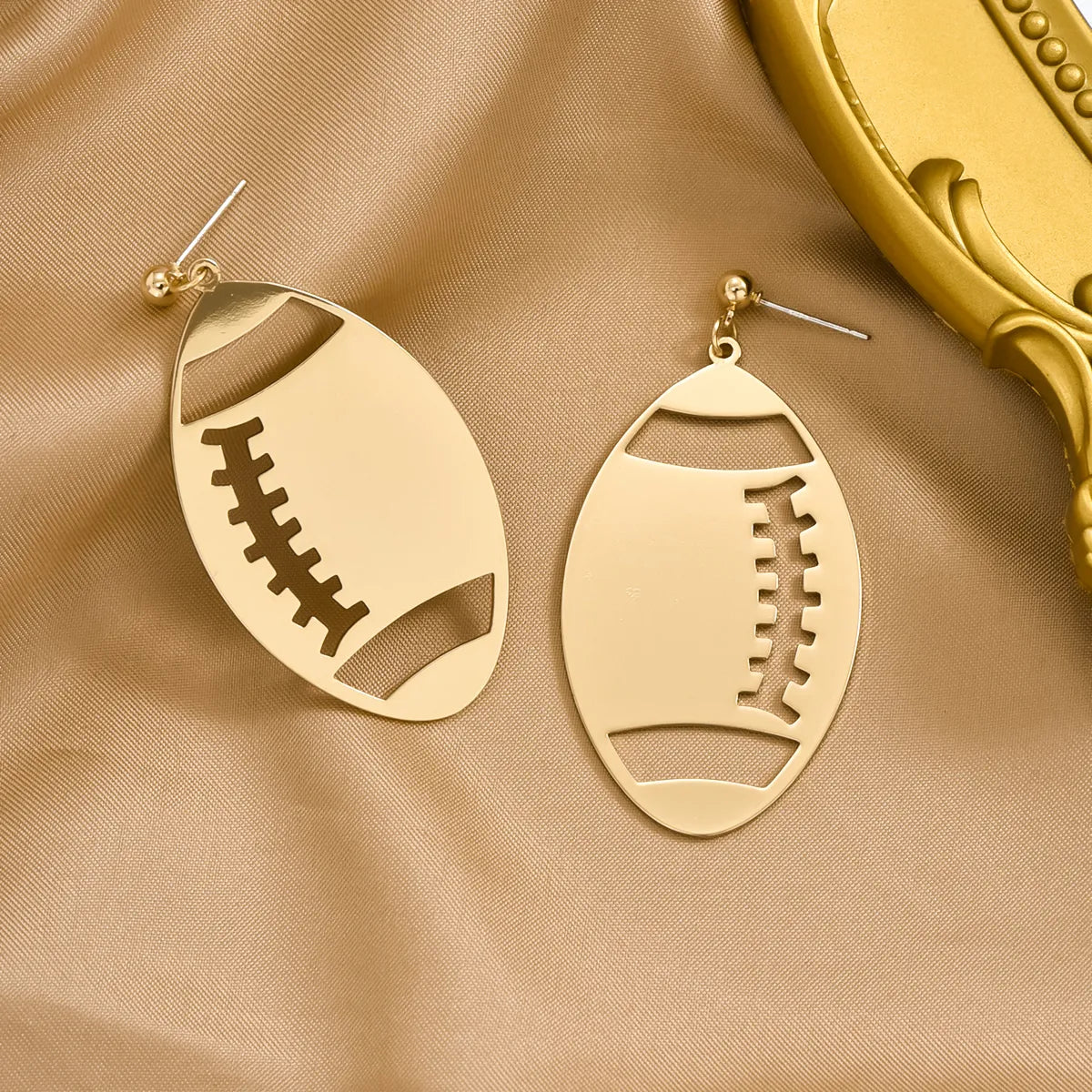 1 Pair Simple Style Rugby Jersey Iron Drop Earrings