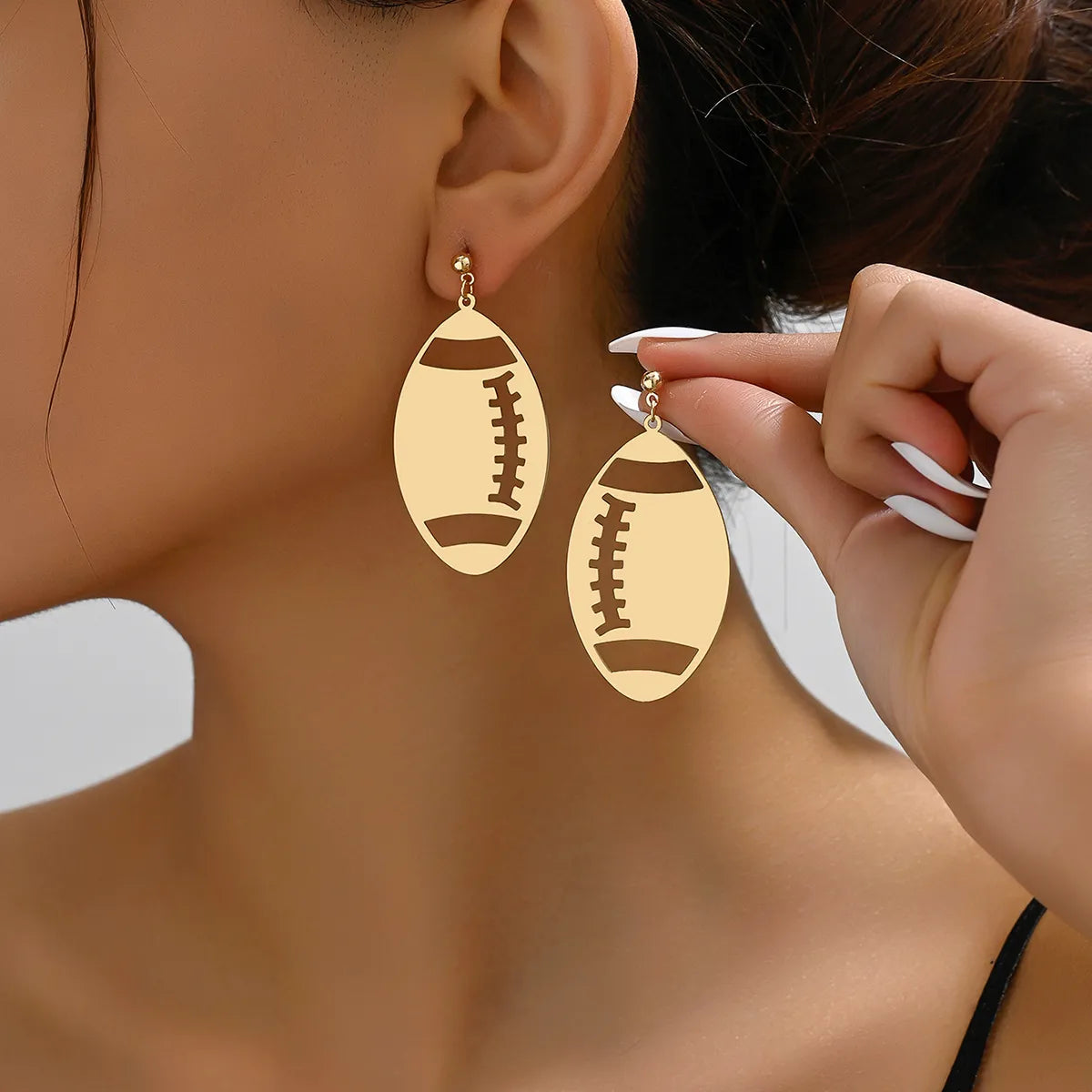 1 Pair Simple Style Rugby Jersey Iron Drop Earrings