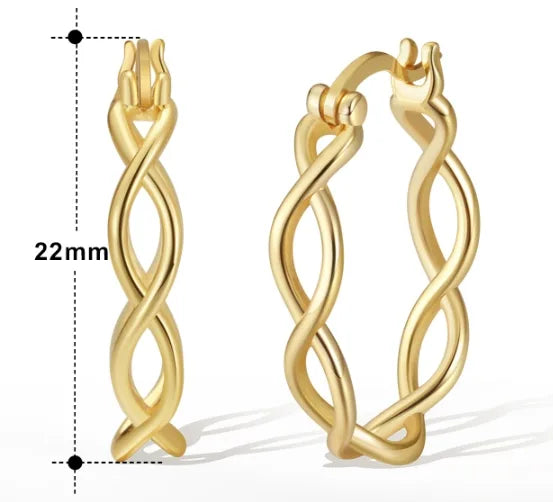1 Pair Simple Style S Shape Argyle Polishing Plating Sterling Silver Rose Gold Plated White Gold Plated Hoop Earrings