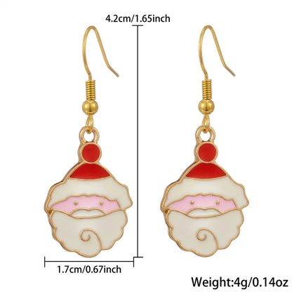 1 Pair Simple Style Santa Claus Enamel Plating Stainless Steel Alloy 18k Gold Plated Drop Earrings