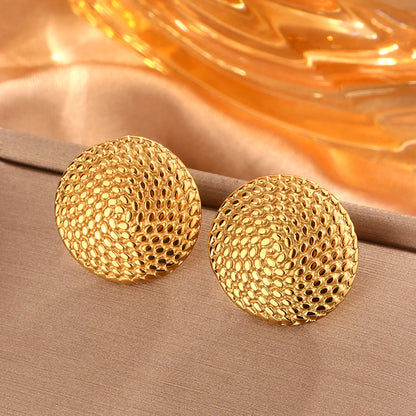 1 Pair Simple Style Sector Leaves Heart Shape Pleated 304 Stainless Steel 18K Gold Plated Ear Studs