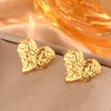 1 Pair Simple Style Sector Leaves Heart Shape Pleated 304 Stainless Steel 18K Gold Plated Ear Studs