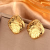 1 Pair Simple Style Sector Leaves Heart Shape Pleated 304 Stainless Steel 18K Gold Plated Ear Studs