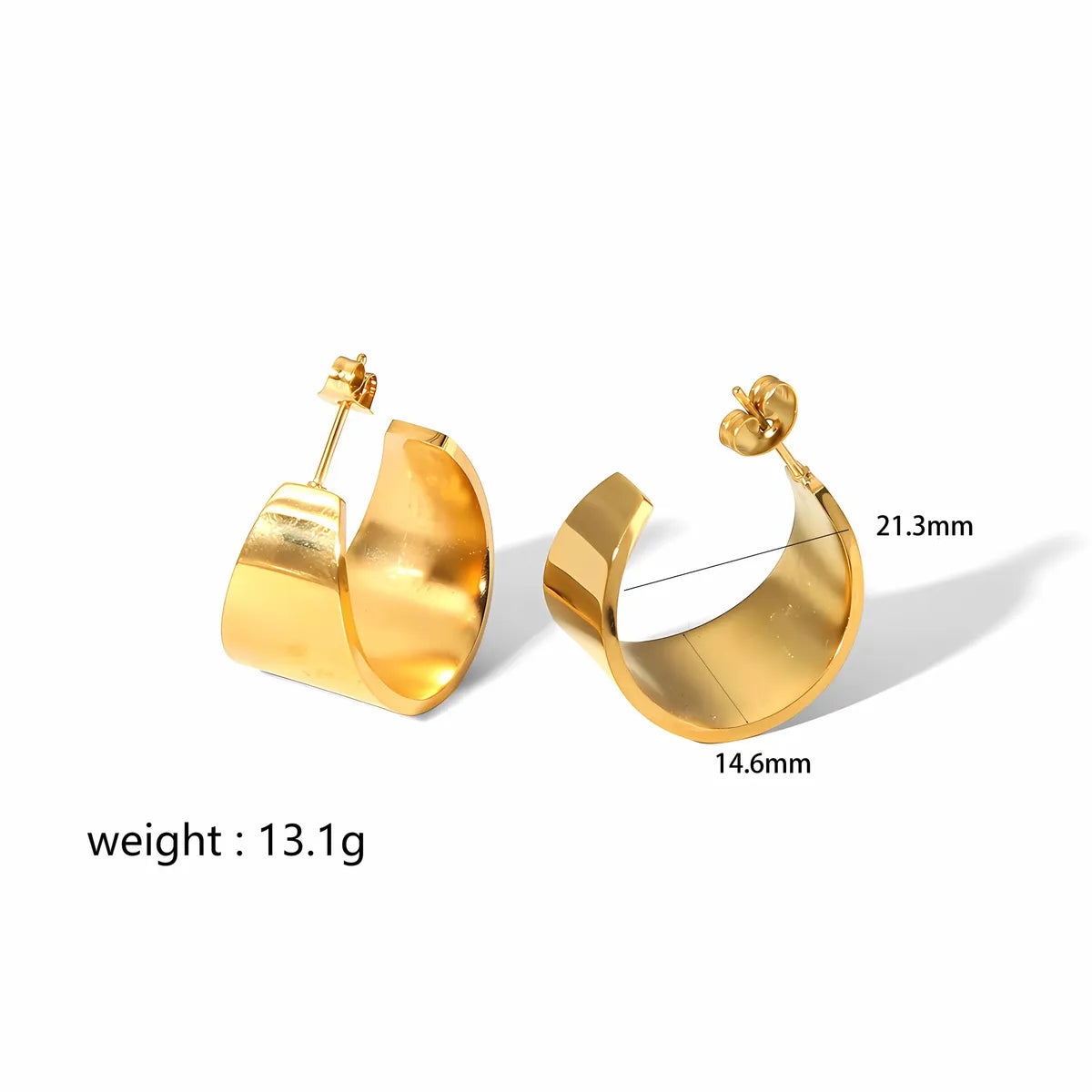 1 Pair Simple Style Semicircle Circle Polishing Plating Metal 304 Stainless Steel Earrings