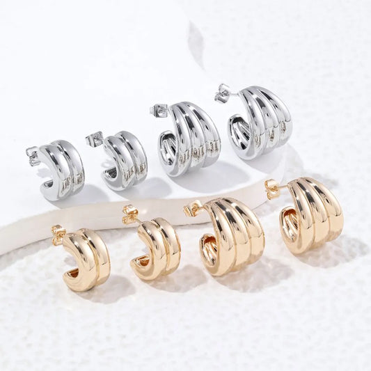 1 Pair Simple Style Semicircle Plating Copper 18k Gold Plated White Gold Plated Ear Studs