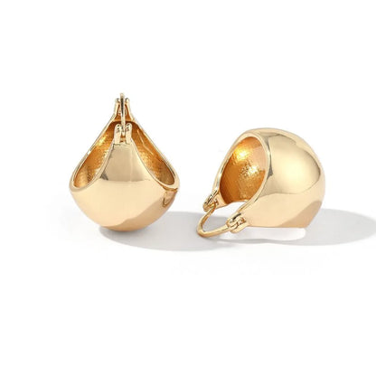 1 Pair Simple Style Semicircle Polishing Plating Copper 18k Gold Plated Earrings