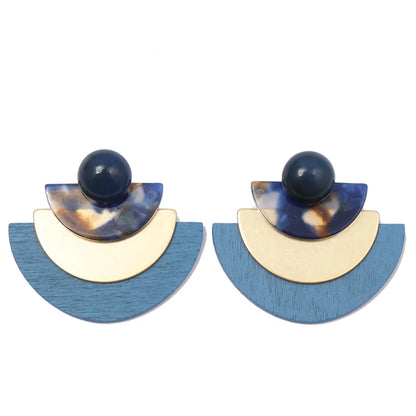 1 Pair Simple Style Semicircle Wood Women's Ear Studs