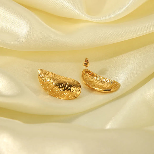 1 Pair Simple Style Semicircle Zebra Irregular Side Stripe 304 Stainless Steel 18K Gold Plated Ear Studs