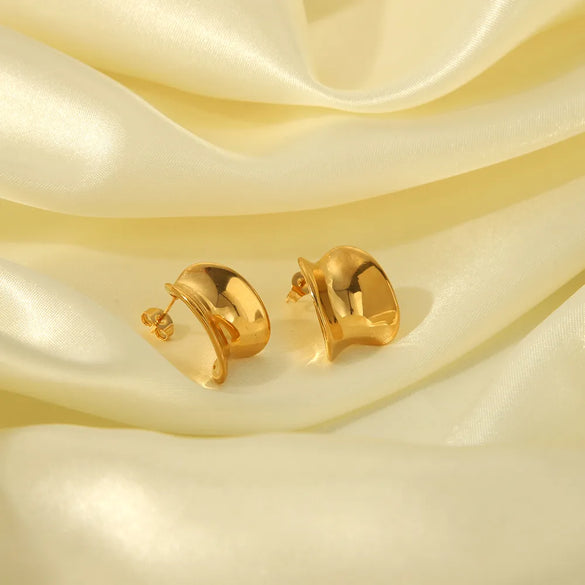 1 Pair Simple Style Semicircle Zebra Irregular Side Stripe 304 Stainless Steel 18K Gold Plated Ear Studs