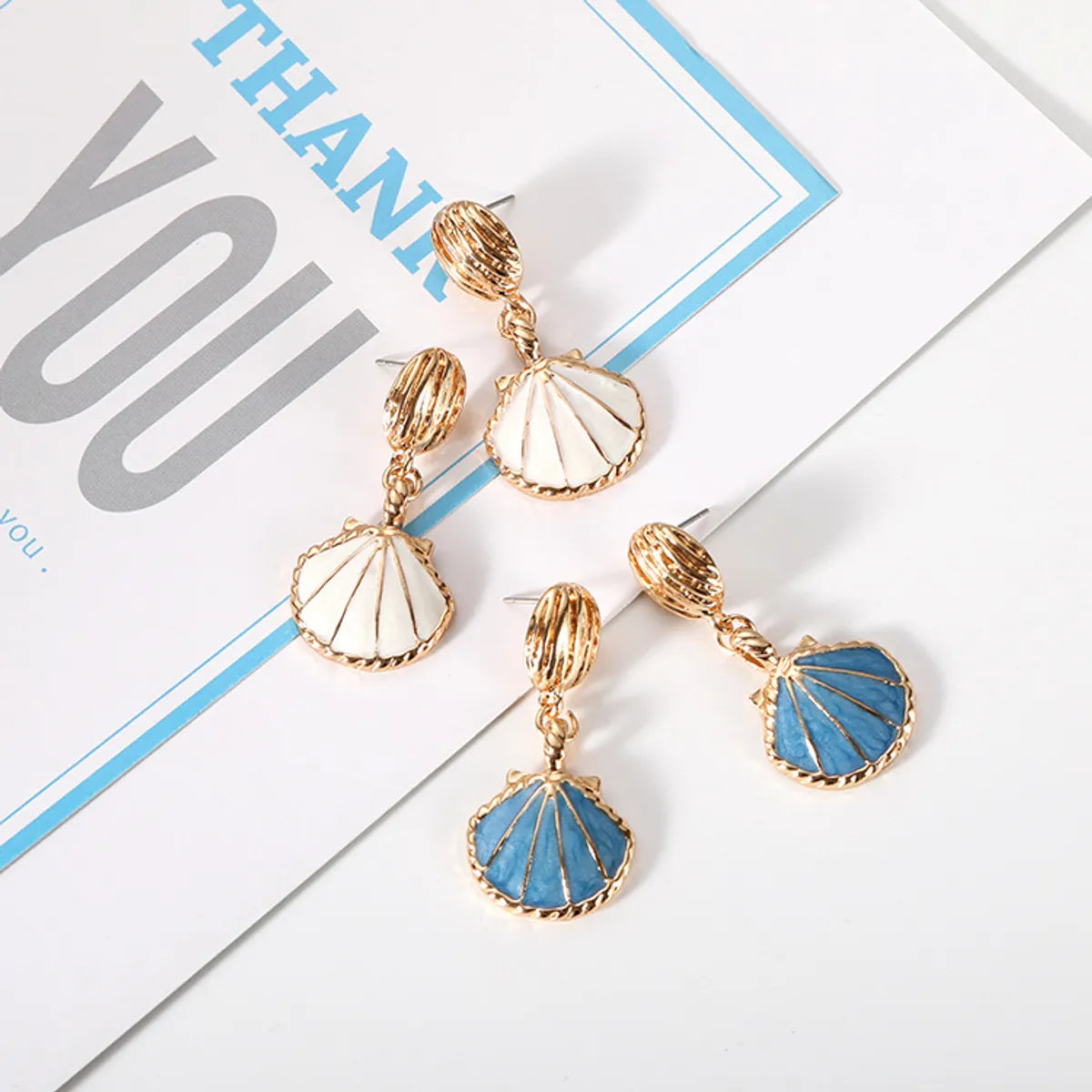 1 Pair Simple Style Shell Plating Alloy Drop Earrings