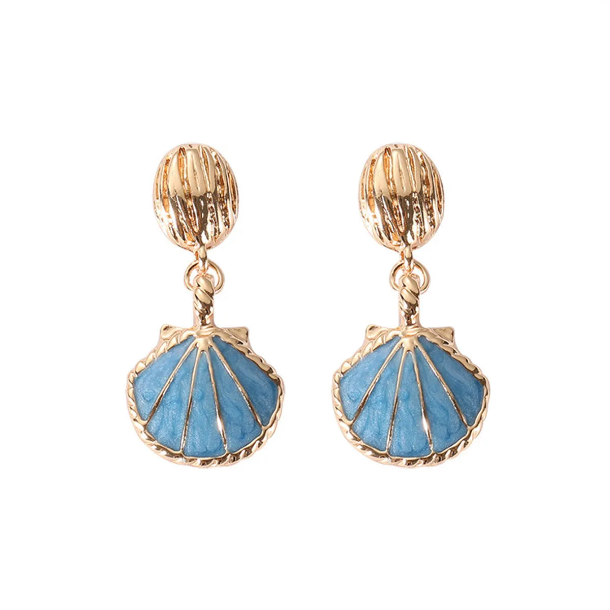 1 Pair Simple Style Shell Plating Alloy Drop Earrings