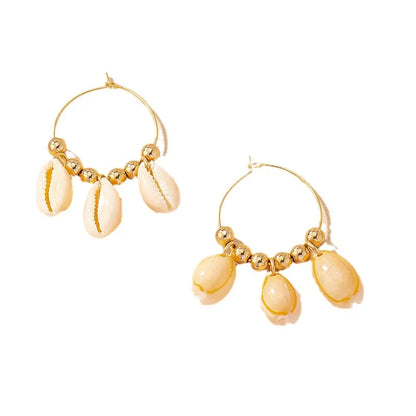 1 Pair Simple Style Shell Patchwork Alloy Drop Earrings