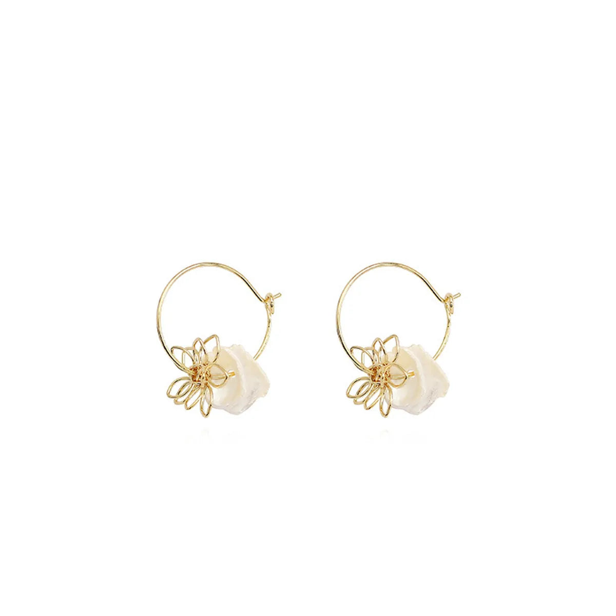 1 Pair Simple Style Shell Plating Copper 18K Gold Plated Drop Earrings