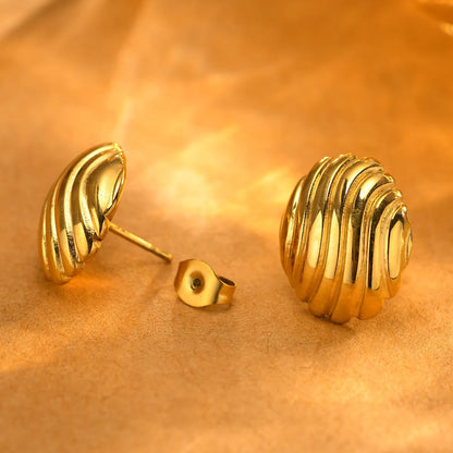 1 Pair Simple Style Shell Stainless Steel 18K Gold Plated Ear Studs