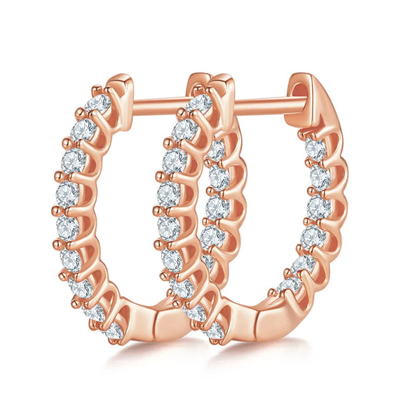 1 Pair Simple Style Shiny Circle GRA Certificate Inlay Sterling Silver Moissanite Rhodium Plated Earrings