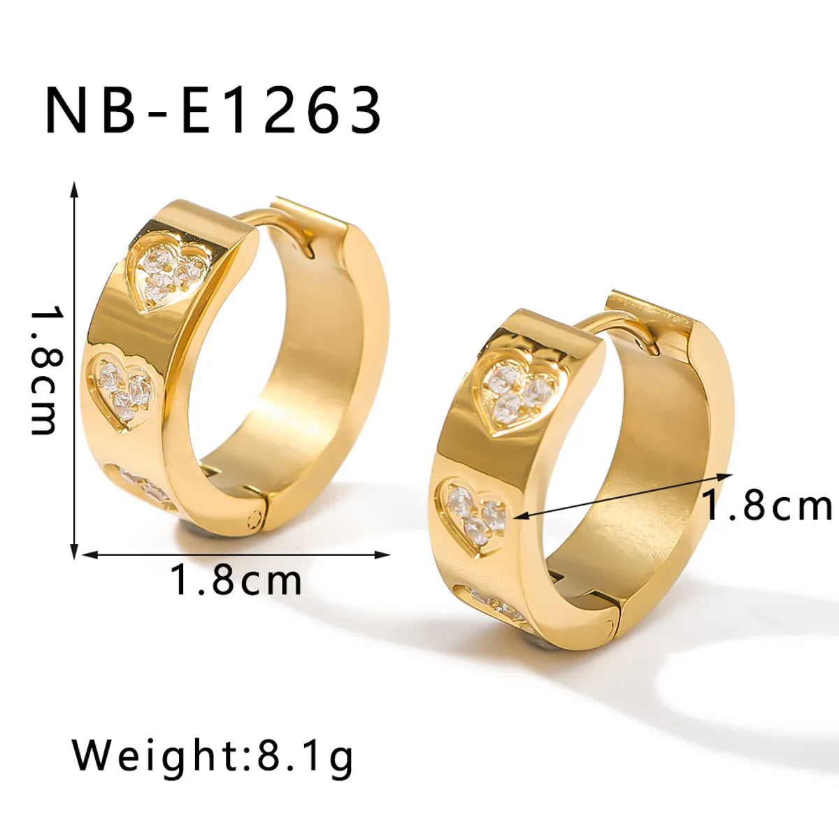 1 Pair Simple Style Shiny Circle Heart Shape Plating Inlay 304 Stainless Steel Zircon 18K Gold Plated Earrings