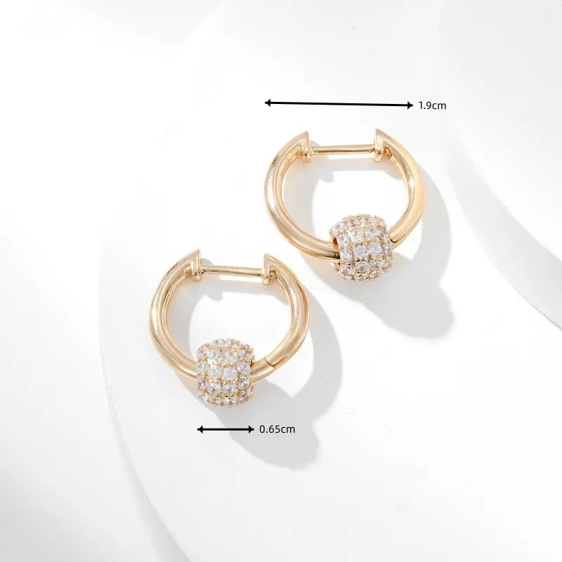 1 Pair Simple Style Shiny Circle Round Plating Inlay Copper Zircon White Gold Plated Gold Plated Earrings