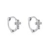 1 Pair Simple Style Shiny Cross Circle Inlay 304 Stainless Steel Zircon Earrings