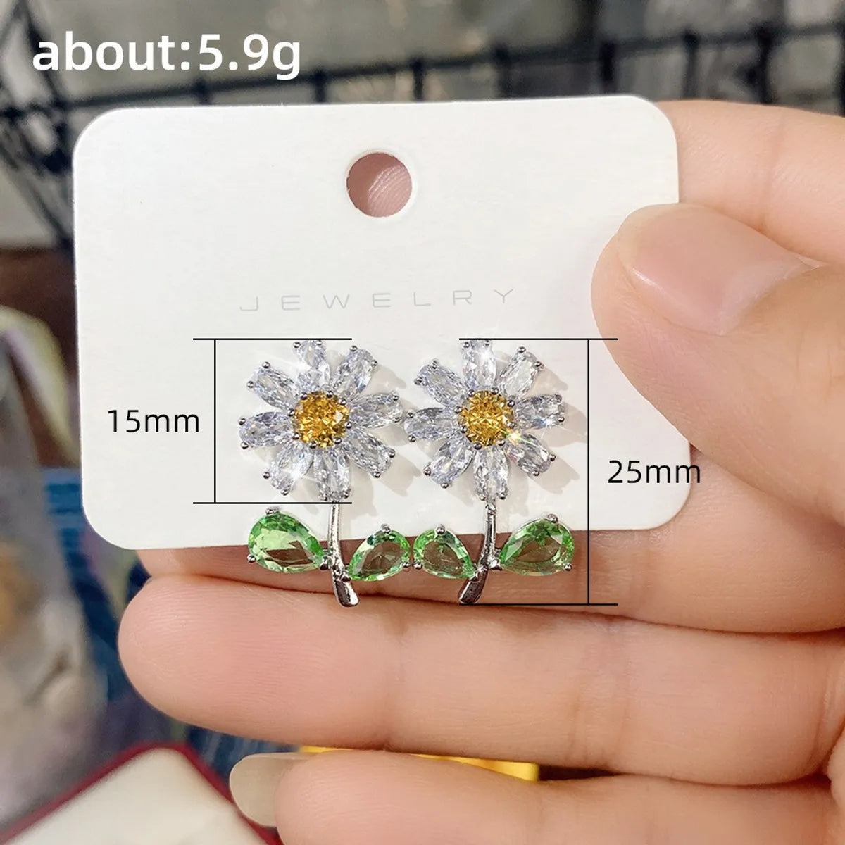 1 Pair Simple Style Shiny Daisy Inlay Copper Zircon Ear Studs