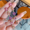 1 Pair Simple Style Shiny Flower Inlay Alloy Rhinestones Drop Earrings