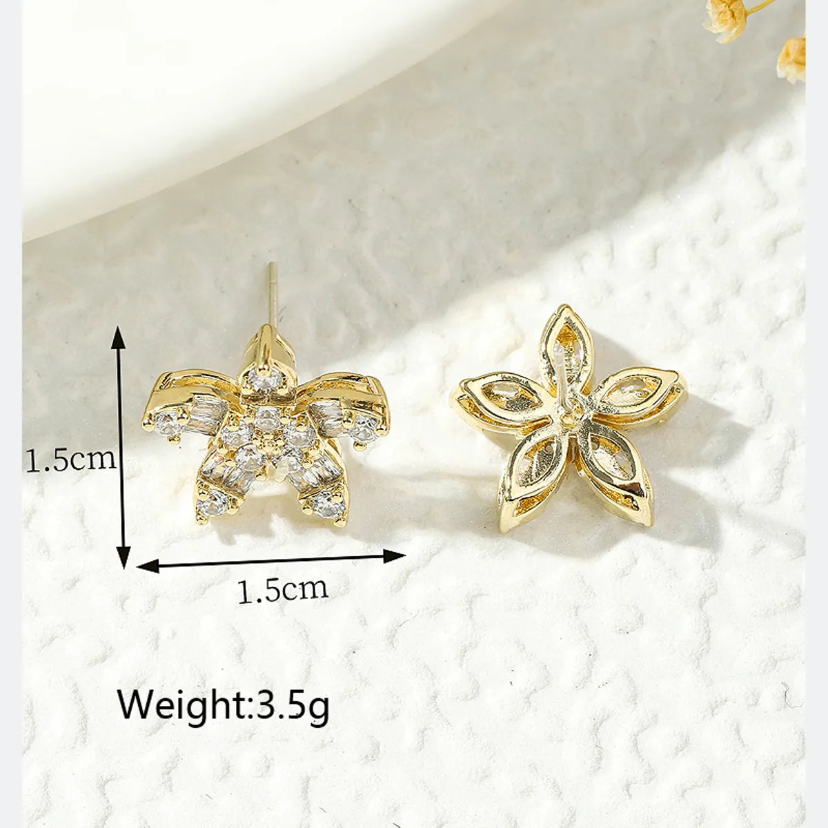 1 Pair Simple Style Shiny Flower Plating Inlay Copper Zircon 18k Gold Plated Ear Studs